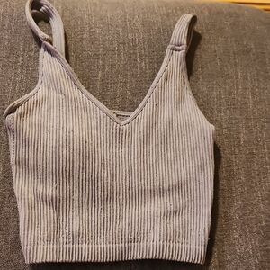 Gray Ribbed Women's Top